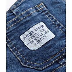 Bonfino Cotton Elastane Woven Sleeveless Denim Dungaree With Label Detail - Blue