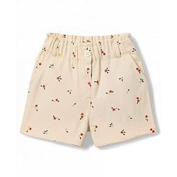 Bonfino Cotton Woven Floral Printed Shorts - OffWhite
