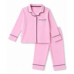 Bonfino 100 % Cotton Knit Full Sleeves Shirt With Pocket & Pyjama Night Suit - Pink