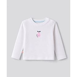 Bonfino Girls 100% Cotton Knit Full Sleeves T-Shirt & Pyjama Night Suit with Cherry & Pear Print Pack of 3 - Sky Blue Pink & White