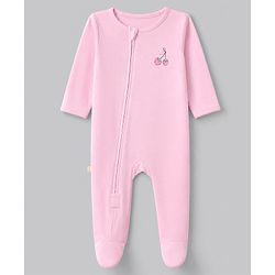 Bonfino 100% Cotton Knit Full Sleeves Sleep Suit with Cherry & Pear Print Pack of 3 - Pink White & Sky Blue