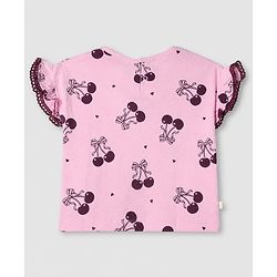 Bonfino 100% Cotton Knit T-Shirts with Half Sleeves and Cherry Print in Pink Red & White - Pack of 3