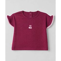 Bonfino 100% Cotton Knit T-Shirts with Half Sleeves and Cherry Print in Pink Red & White - Pack of 3