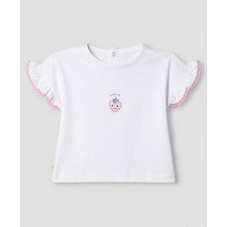 Bonfino 100% Cotton Knit T-Shirts with Half Sleeves and Cherry Print in Pink Red & White - Pack of 3