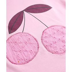 Bonfino 100% Cotton Knit Half Sleeves T-Shirt and Pants Set With Cherry Print - Pink