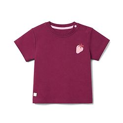 Bonfino 100% Cotton Knit Half Sleeves Oversized T-Shirt & Pyjama Set With Strawberry Print - Purple & Pink