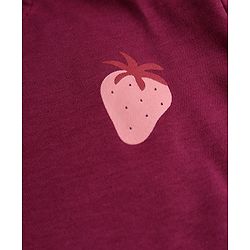 Bonfino 100% Cotton Knit Half Sleeves Oversized T-Shirt & Pyjama Set With Strawberry Print - Purple & Pink