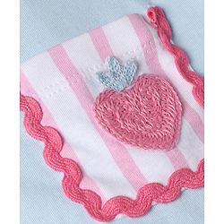 Bonfino 100% Cotton Oversized T-Shirt with Half Sleeves and Strawberry Embroidery - Light Blue