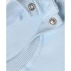 Bonfino 100% Cotton Oversized T-Shirt with Half Sleeves and Strawberry Embroidery - Light Blue