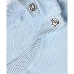 Bonfino 100% Cotton Oversized T-Shirt with Half Sleeves and Strawberry Embroidery - Light Blue