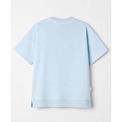 Bonfino 100% Cotton Oversized T-Shirt with Half Sleeves and Strawberry Embroidery - Light Blue
