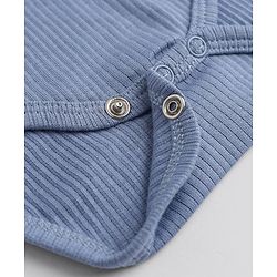 Bonfino Cotton Knit Full Sleeves Elastane Drop Needle Structure Striped Onesie With Text Print Pack of 3 - Blue & Cream