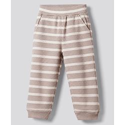 Bonfino Cotton Elastane Knit Drop Needle Structure Fabric Full Sleeves T-Shirt & Yarn Dyed Pyjama Night Suit with Animal Print Pack of 2 - Beige & Brown