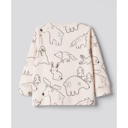 Bonfino Cotton Elastane Knit Drop Needle Structure Fabric Full Sleeves T-Shirt & Yarn Dyed Pyjama Night Suit with Animal Print Pack of 2 - Beige & Brown