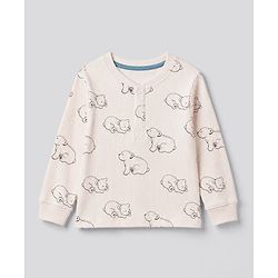 Bonfino Cotton Elastane Knit Drop Needle Structure Fabric Full Sleeves Co-Ords T-Shirt & Pyjama Night Suit with Bear Print Pack of 2 - Beige & Sky Blue