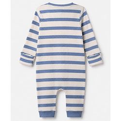 Bonfino Cotton Elastane Knit Drop Needle Structure Fabric Yarn Dyed Striped Full Sleeves Rompers and Pack of 3 - Peach Tan White