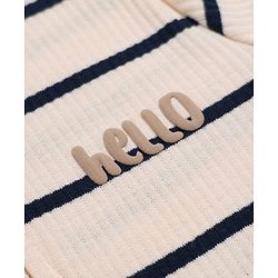 Bonfino Cotton Elastane Knit Drop Needle Structure Fabric Yarn Dyed Striped Full Sleeves Rompers and Pack of 3 - Peach Tan White
