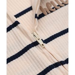 Bonfino Cotton Elastane Knit Drop Needle Structure Fabric Yarn Dyed Striped Full Sleeves Rompers and Pack of 3 - Peach Tan White