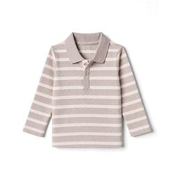 Bonfino Cotton Knit Full Sleeves Striped Collar T-Shirt - Beige