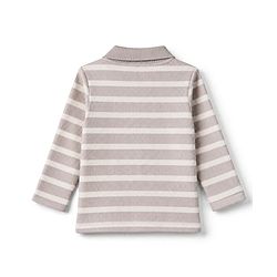 Bonfino Cotton Knit Full Sleeves Striped Collar T-Shirt - Beige