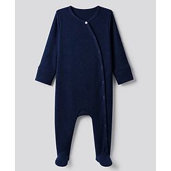 Bonfino Cotton Elastane Knit Drop Needle Structure Fabric & Yarn Dyed Full Sleeves Striped Sleep Suit with Polar Bear Print Pack of 3 - Navy Blue Beige & White