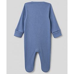 Bonfino Cotton Elastane Drop Needle Structure Knit Solid Full Sleeves Sleep Suit with Polar Bear & Penguin with Arctic Crew Print Pack of 3 - Royal Blue Cream Light Blue