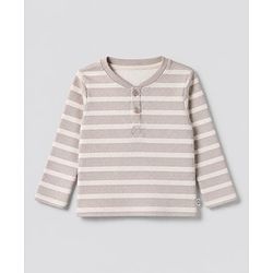 Bonfino Cotton Knit Full Sleeves Regular Round Neck Henley T-Shirts With Solid And Stripes Print Pack Of 3 - Blue & Beige