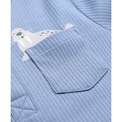 Bonfino Cotton Elastane Knit Drop Needle Structure Fabric Full Sleeves Co-Ords T-Shirt & Pyjama Night Suit with Penguin Print Pack of 3 - Sky Blue Blue & Pink