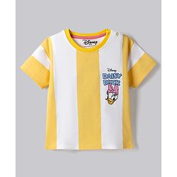 Bonfino Disney Cotton T-Shirts with Half Sleeves and Minnie Mouse and Daisy Duck Print Pack of 2 - Pink & Yellow
