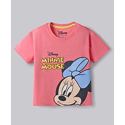 Bonfino Disney Cotton T-Shirts with Half Sleeves and Minnie Mouse and Daisy Duck Print Pack of 2 - Pink & Yellow