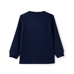 Bonfino Cotton Elastane Knit Drop Needle Structure Fabric & Yarn Dyed Full Sleeves T-Shirts & Striped Pyjama Night Suit with Polar Bear Print - Navy Blue