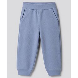Bonfino Cotton Elastane Drop Needle Structure Fabric Knit Half Sleeves T-Shirt and Joggers Set - Light Blue