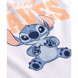 Bonfino Disney Single Jersey Knit Half Sleeves T-Shirt & Shorts Night Suit with Stitch Graphic - White