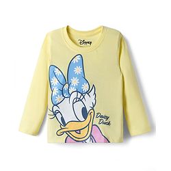 Bonfino Disney Single Jersey Knit Full Sleeves T-Shirt & Pyjama Night Suit with Daisy Duck Graphics - Yellow