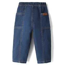 Bonfino Cotton Mixes Woven Full Length Washed Jeans with Panelled Balloon Fit - Blue