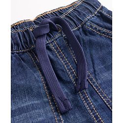 Bonfino Woven Full Length Solid Color Jeans - Navy Blue