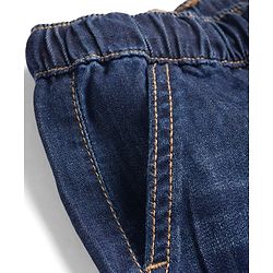 Bonfino Woven Full Length Solid Color Jeans - Navy Blue