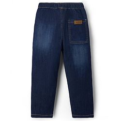 Bonfino Woven Full Length Solid Color Jeans - Navy Blue