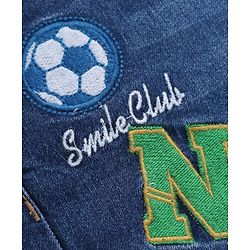 Bonfino Cotton Mix Woven Pull on Jeans With Smile Club Embroidery - Blue