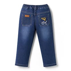 Bonfino Cotton Mix Woven Pull on Jeans With Smile Club Embroidery - Blue