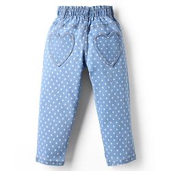 Bonfino Denim Full Length Jeans with Polka Dots Print - Blue