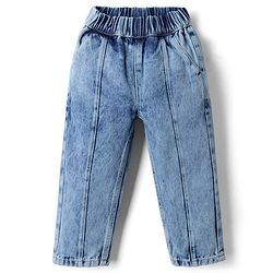 Bonfino 100% Cotton Woven Cut N Sew Washed Pull on Barrel Fit Jeans - Light Blue