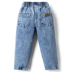 Bonfino 100% Cotton Woven Cut N Sew Washed Pull on Barrel Fit Jeans - Light Blue