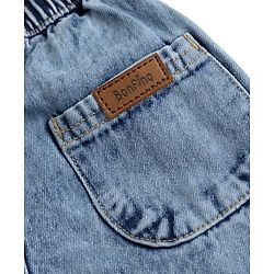 Bonfino 100% Cotton Woven Cut N Sew Washed Pull on Barrel Fit Jeans - Light Blue
