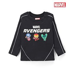 Bonfino Marvel Interlock Knit T-Shirt with Full Sleeves and Avengers Print - Black