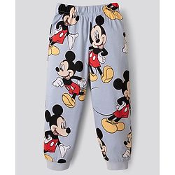 Bonfino Disney Single Jersey Knit Full Sleeves Co-Ords T-Shirt & Pyjama Night Suit with Mickey Mouse Print Pack of 2 - White & Grey