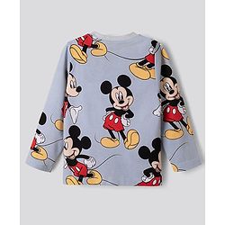 Bonfino Disney Single Jersey Knit Full Sleeves Co-Ords T-Shirt & Pyjama Night Suit with Mickey Mouse Print Pack of 2 - White & Grey