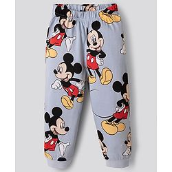 Bonfino Disney Single Jersey Knit Full Sleeves Co-Ords T-Shirt & Pyjama Night Suit with Mickey Mouse Print Pack of 2 - White & Grey