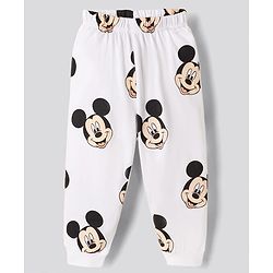 Bonfino Disney Single Jersey Knit Full Sleeves Co-Ords T-Shirt & Pyjama Night Suit with Mickey Mouse Print Pack of 2 - White & Grey