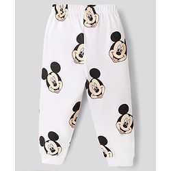 Bonfino Disney Single Jersey Knit Full Sleeves Co-Ords T-Shirt & Pyjama Night Suit with Mickey Mouse Print Pack of 2 - White & Grey